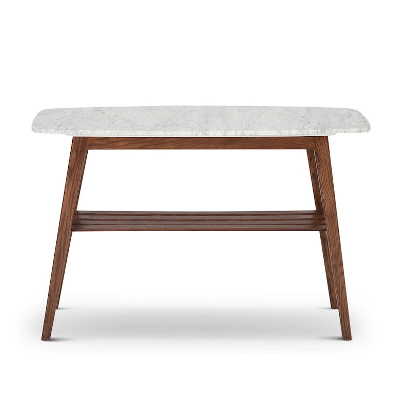 Consolle in marmo, rovere / noce, 1 persona — 109L x 30P x 79A cm