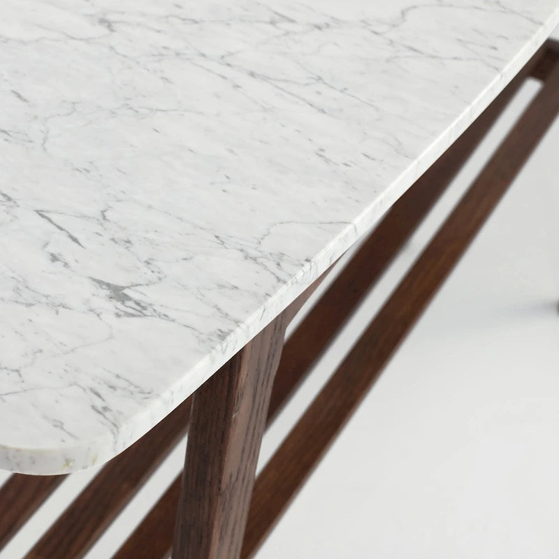 Consolle in marmo, rovere / noce, 1 persona — 109L x 30P x 79A cm