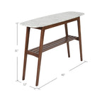 Consolle in marmo, rovere / noce, 1 persona — 109L x 30P x 79A cm