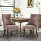 Sedia da pranzo con schienale ad ali rivestita in lino, stile Channel Back, set da 2 – Beige / Marrone / Nero / Blu / Grigio / Bianco