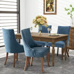 Sedia da pranzo con schienale ad ali rivestita in lino, stile Channel Back, set da 2 – Beige / Marrone / Nero / Blu / Grigio / Bianco