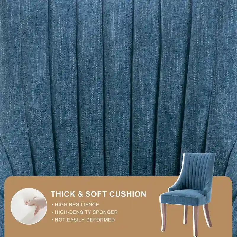 Sedia da pranzo con schienale ad ali rivestita in lino, stile Channel Back, set da 2 – Beige / Marrone / Nero / Blu / Grigio / Bianco