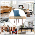 Sedia da pranzo con schienale ad ali rivestita in lino, stile Channel Back, set da 2 – Beige / Marrone / Nero / Blu / Grigio / Bianco