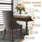 Sedia da pranzo con schienale ad ali rivestita in lino, stile Channel Back, set da 2 – Beige / Marrone / Nero / Blu / Grigio / Bianco