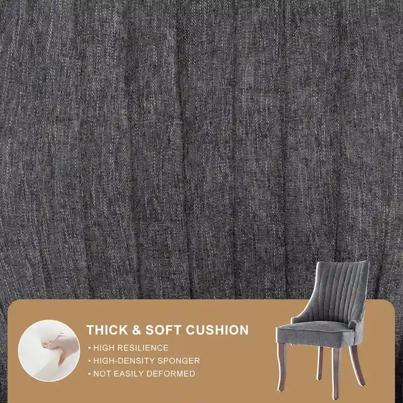 Sedia da pranzo con schienale ad ali rivestita in lino, stile Channel Back, set da 2 – Beige / Marrone / Nero / Blu / Grigio / Bianco