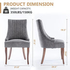 Sedia da pranzo con schienale ad ali rivestita in lino, stile Channel Back, set da 2 – Beige / Marrone / Nero / Blu / Grigio / Bianco