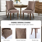 Sedia da pranzo con schienale ad ali rivestita in lino, stile Channel Back, set da 2 – Beige / Marrone / Nero / Blu / Grigio / Bianco