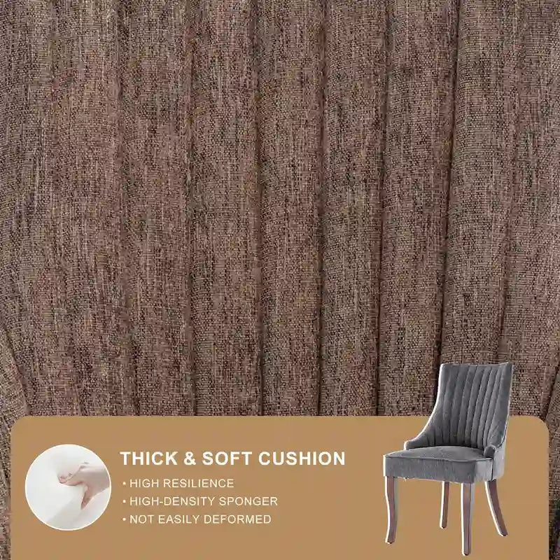 Sedia da pranzo con schienale ad ali rivestita in lino, stile Channel Back, set da 2 – Beige / Marrone / Nero / Blu / Grigio / Bianco
