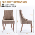 Sedia da pranzo con schienale ad ali rivestita in lino, stile Channel Back, set da 2 – Beige / Marrone / Nero / Blu / Grigio / Bianco