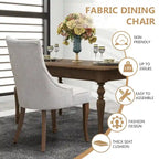Sedia da pranzo con schienale ad ali rivestita in lino, stile Channel Back, set da 2 – Beige / Marrone / Nero / Blu / Grigio / Bianco