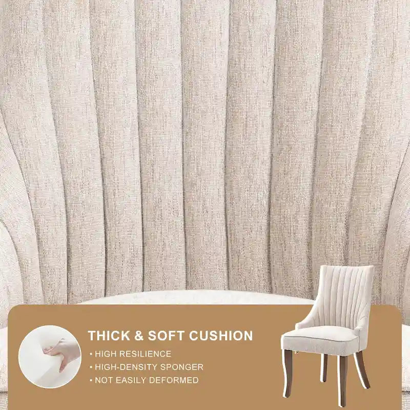 Sedia da pranzo con schienale ad ali rivestita in lino, stile Channel Back, set da 2 – Beige / Marrone / Nero / Blu / Grigio / Bianco