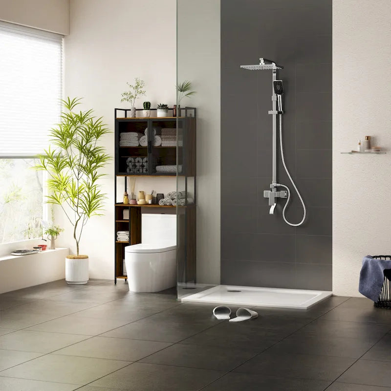 Mobiletto da bagno salvaspazio sopra WC, noce, anta singola