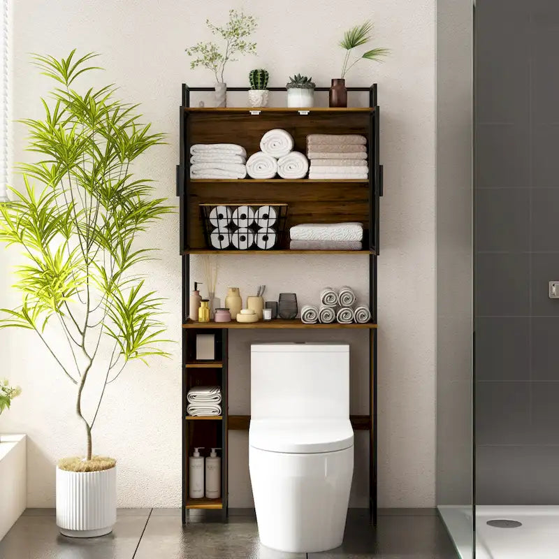 Mobiletto da bagno salvaspazio sopra WC, noce, anta singola