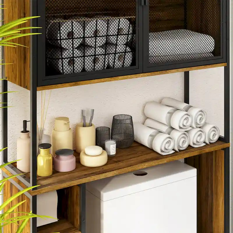 Mobiletto da bagno salvaspazio sopra WC, noce, anta singola