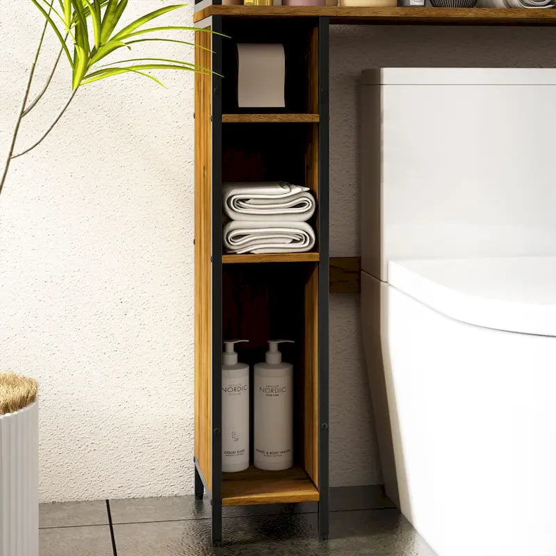 Mobiletto da bagno salvaspazio sopra WC, noce, anta singola