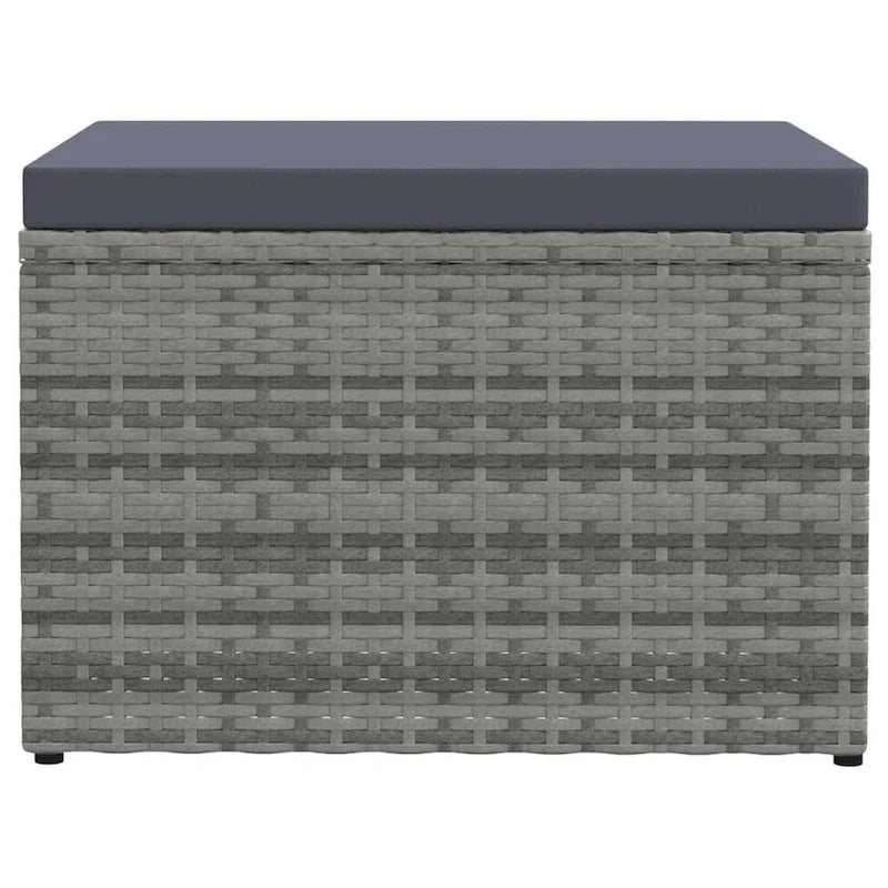 Poggiapiedi Pouf Ottomano da Esterno in Rattan PE Grigio per 1 Persona