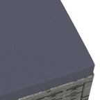 Poggiapiedi Pouf Ottomano da Esterno in Rattan PE Grigio per 1 Persona
