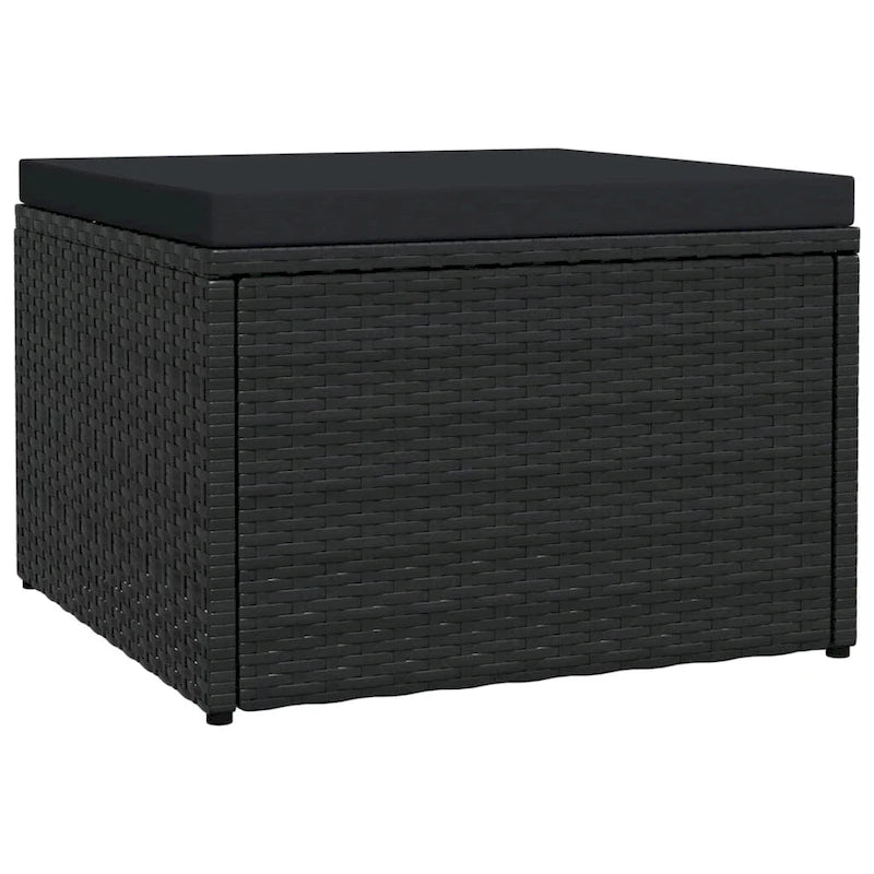Poggiapiedi Pouf Ottomano da Esterno in Rattan PE Grigio per 1 Persona
