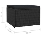 Poggiapiedi Pouf Ottomano da Esterno in Rattan PE Grigio per 1 Persona
