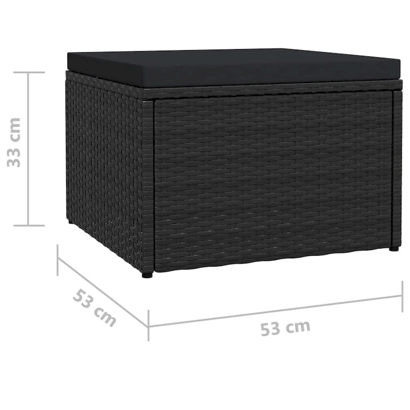 Poggiapiedi Pouf Ottomano da Esterno in Rattan PE Grigio per 1 Persona