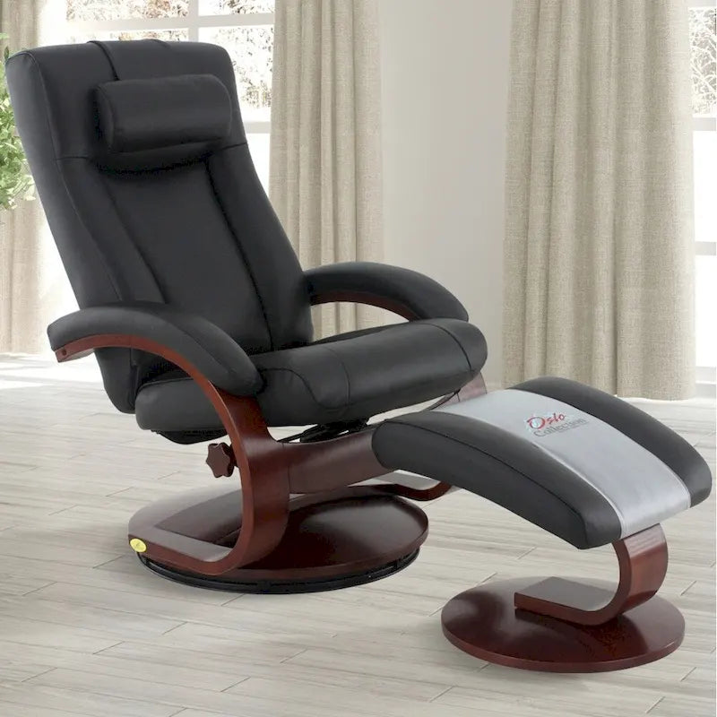 Relax-R Hamilton Recliner and Ottoman with Pillow Top Grain Leather