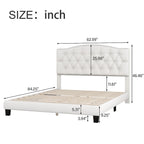 Letto Imbottito a Piattaforma Trapuntato Beige, Queen/King, 2 Posti