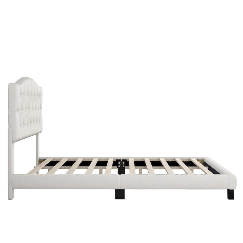 Letto Imbottito a Piattaforma Trapuntato Beige, Queen/King, 2 Posti