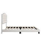 Letto Imbottito a Piattaforma Trapuntato Beige, Queen/King, 2 Posti