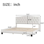 Letto Imbottito a Piattaforma Trapuntato Beige, Queen/King, 2 Posti