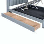 Letto imbottito a piattaforma beige/grigio, queen+twin XL, per 2 persone