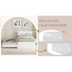 Letto singolo bianco con secondo letto estraibile, lucido, 2 posti