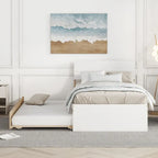 Letto singolo bianco con secondo letto estraibile, lucido, 2 posti