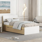 Letto singolo bianco con secondo letto estraibile, lucido, 2 posti