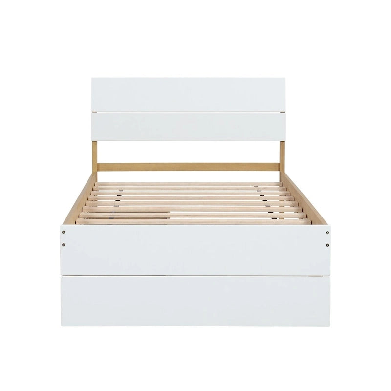 Letto singolo bianco con secondo letto estraibile, lucido, 2 posti
