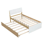 Letto singolo bianco con secondo letto estraibile, lucido, 2 posti