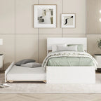Letto singolo bianco con secondo letto estraibile, lucido, 2 posti
