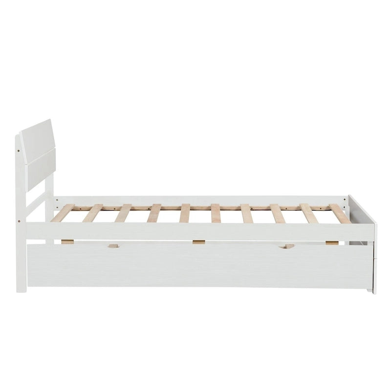 Letto singolo bianco con secondo letto estraibile, lucido, 2 posti