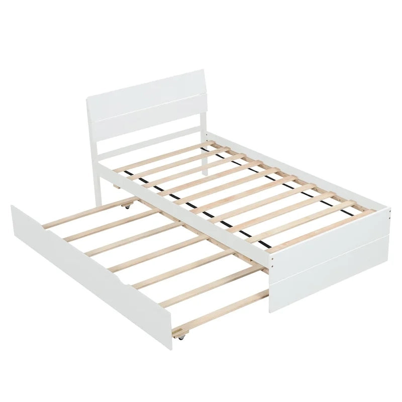 Letto singolo bianco con secondo letto estraibile, lucido, 2 posti