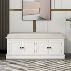 Panca contenitore con 4 ante — Bianco / Grigio anticato / Espresso / Blu anticato, 1 posto