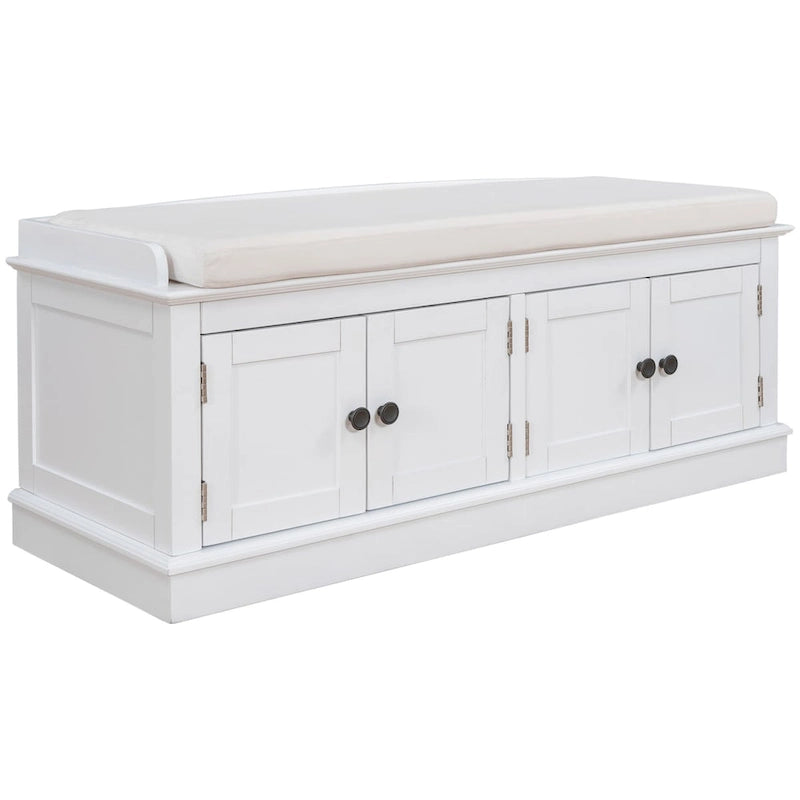 Panca contenitore con 4 ante — Bianco / Grigio anticato / Espresso / Blu anticato, 1 posto