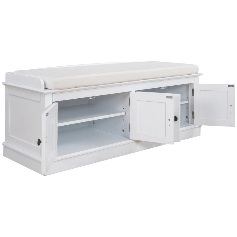 Panca contenitore con 4 ante — Bianco / Grigio anticato / Espresso / Blu anticato, 1 posto