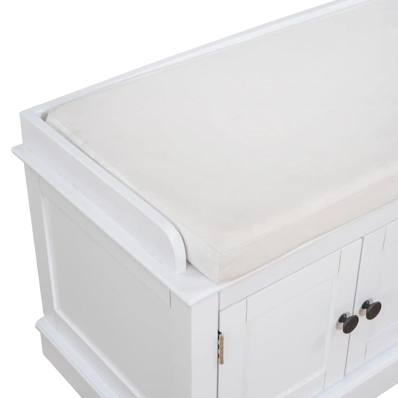 Panca contenitore con 4 ante — Bianco / Grigio anticato / Espresso / Blu anticato, 1 posto