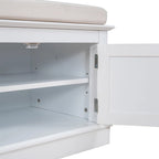 Panca contenitore con 4 ante — Bianco / Grigio anticato / Espresso / Blu anticato, 1 posto