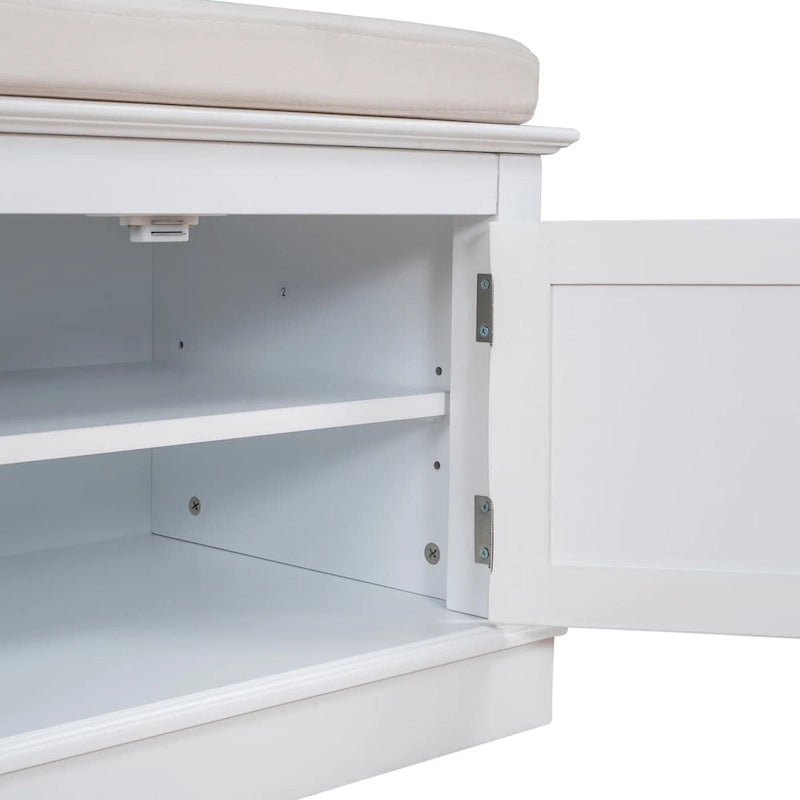 Panca contenitore con 4 ante — Bianco / Grigio anticato / Espresso / Blu anticato, 1 posto