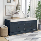 Panca contenitore con 4 ante — Bianco / Grigio anticato / Espresso / Blu anticato, 1 posto
