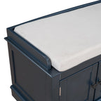 Panca contenitore con 4 ante — Bianco / Grigio anticato / Espresso / Blu anticato, 1 posto