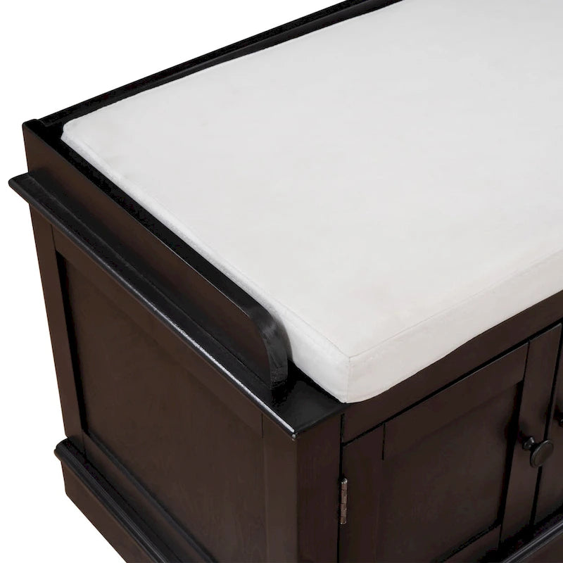 Panca contenitore con 4 ante — Bianco / Grigio anticato / Espresso / Blu anticato, 1 posto