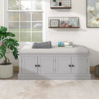 Panca contenitore con 4 ante — Bianco / Grigio anticato / Espresso / Blu anticato, 1 posto