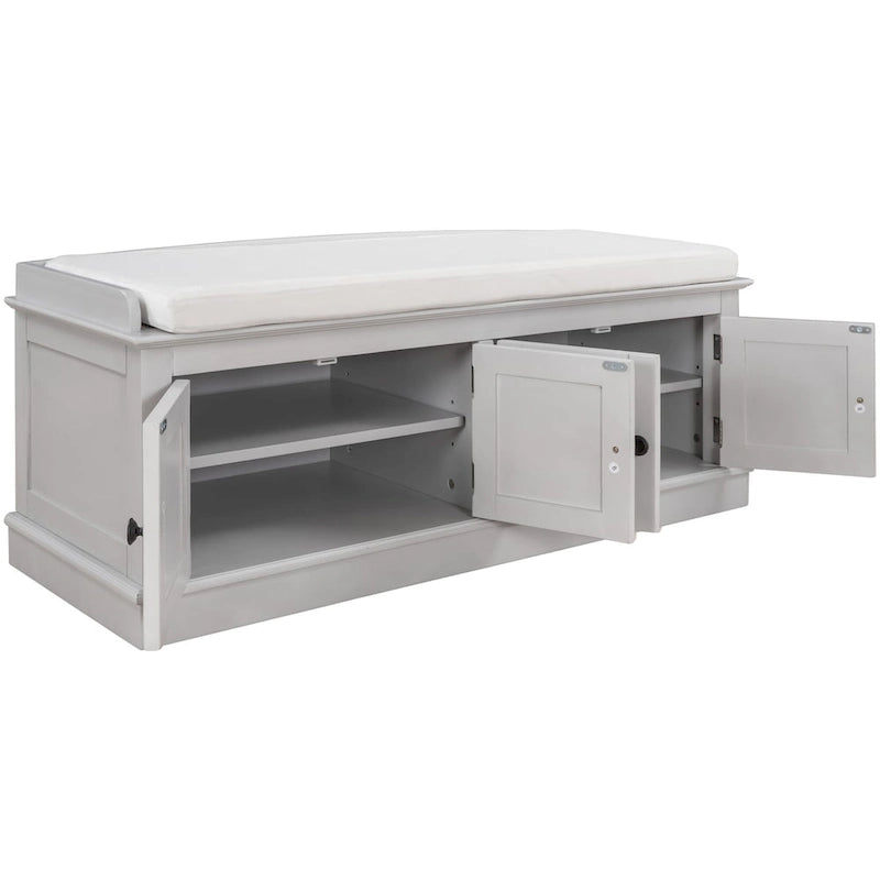 Panca contenitore con 4 ante — Bianco / Grigio anticato / Espresso / Blu anticato, 1 posto