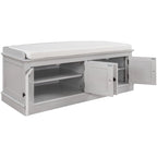 Panca contenitore con 4 ante — Bianco / Grigio anticato / Espresso / Blu anticato, 1 posto